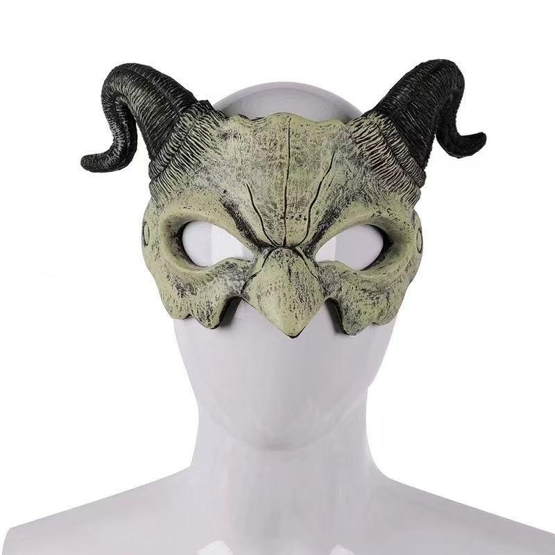 Red Devil Masks Horns Scary Horror Hornghost Ram Half Party Props Costume Dragon Face Cosplaycostumes