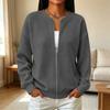 Damen Langarm Strickjacke mit Reißverschluss und Rundhalsausschnitt für Herbst und Winter