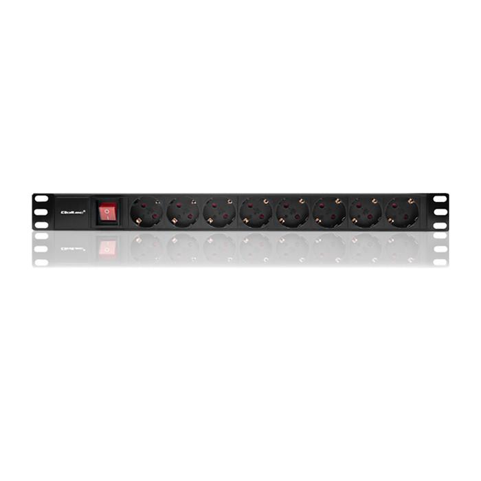 Qoltec Listwa Zasilająca PDU Do RACK 19'' | 1U | 16A | 8xSCHUKO | 2m