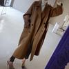 Womens Oversize Lapel Cashmere Wool Blend Belt Trench Coat Outwear Jacket