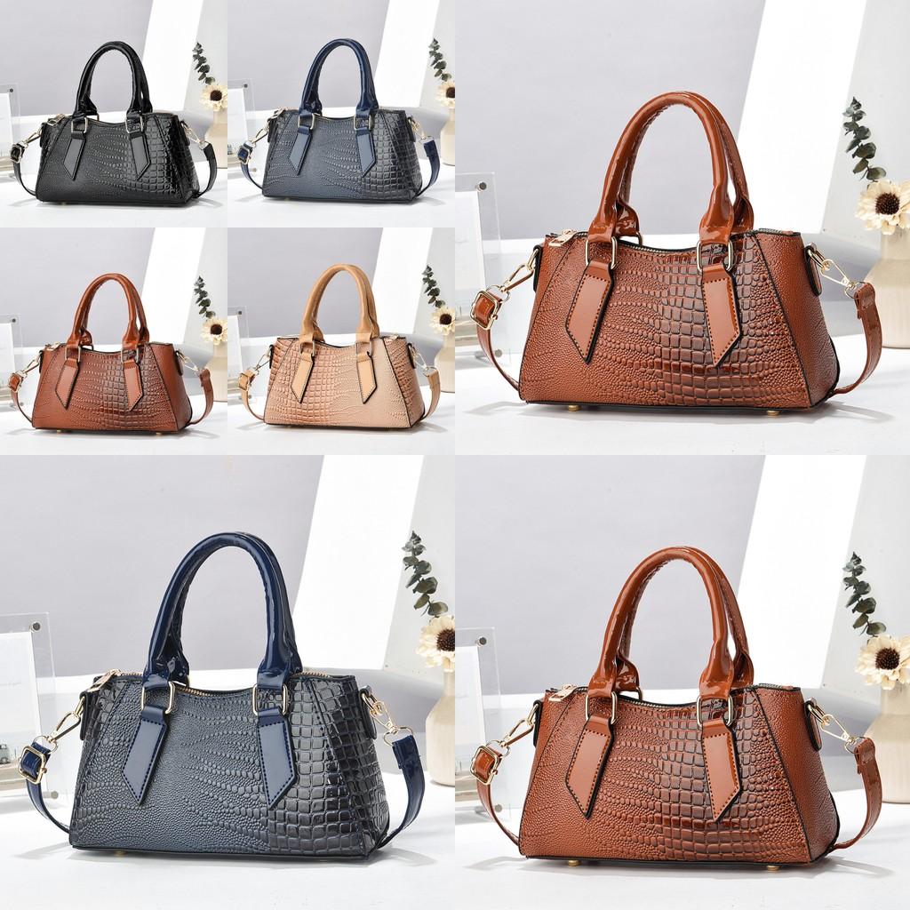 Fashionable Crocodile Textured Pillow Bag Chic Simple Handheld Shoulder Tote