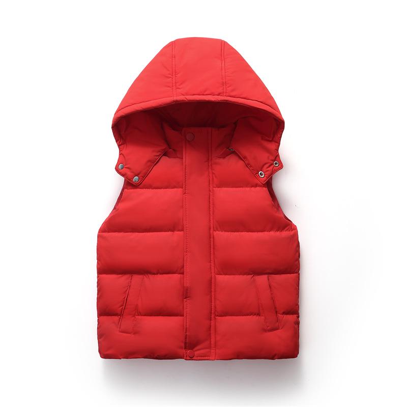 Kinder Daunen Baumwollweste mit Kapuze für Herbst und Winter - Dicke warme Weste für Jungen und Mädchen, Ideal für Kindergartenuniformen