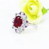 Fashion Elegant Ruby Ring Oval Shaped Red Zircons Sparkling and Clear Luxury  Suitable for Banquets Wedding Accessories