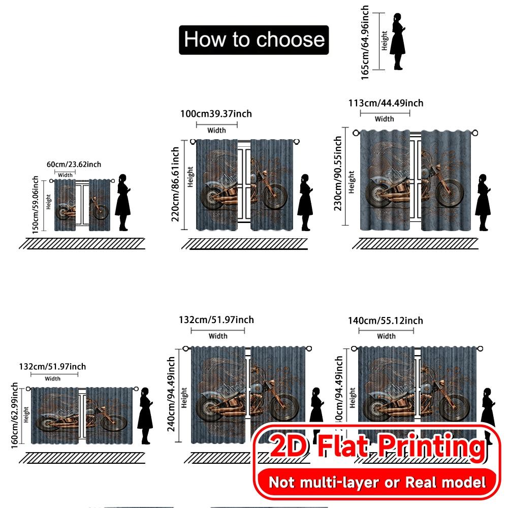 2D Flat Printing  2pcs Copper Cruiser Modern Window Curtain Versatile Fabric Curtains Decorations Outdoor for Bedroom   Living
