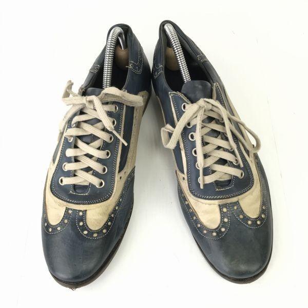 Pantofi Spectator Bicolor din Piele Italy Male & Co cu Vârf Aripă 41 25.5 Bleumarin Alb(FOLOSIT)