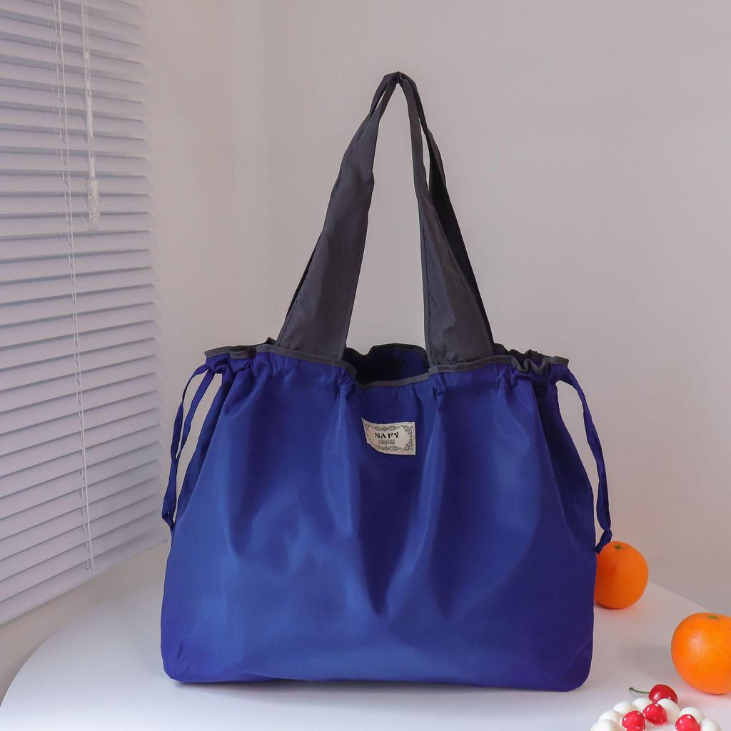 Large Capacity Foldable Shopping Tote with Drawstring