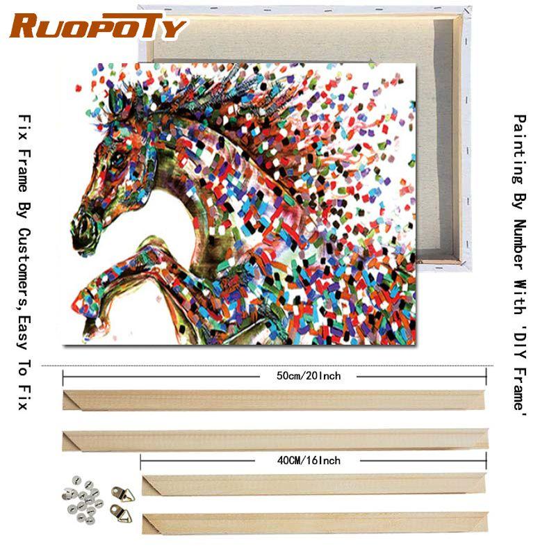 RUOPOTY With DIY Frame Animals Oil Painting DIY Digital Painting By Numbers Modern Wall Art Hand Painted Oil Painting For Home Decor