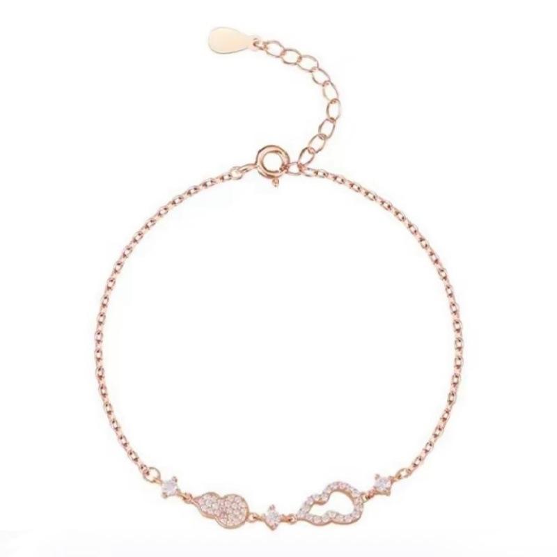 

S925 Sterling Silver Hollow Gourd Bracelet Women Elegant New Chinese Style Fashion Trendy National Tide Jewelry Gift 925 silver розового золота
