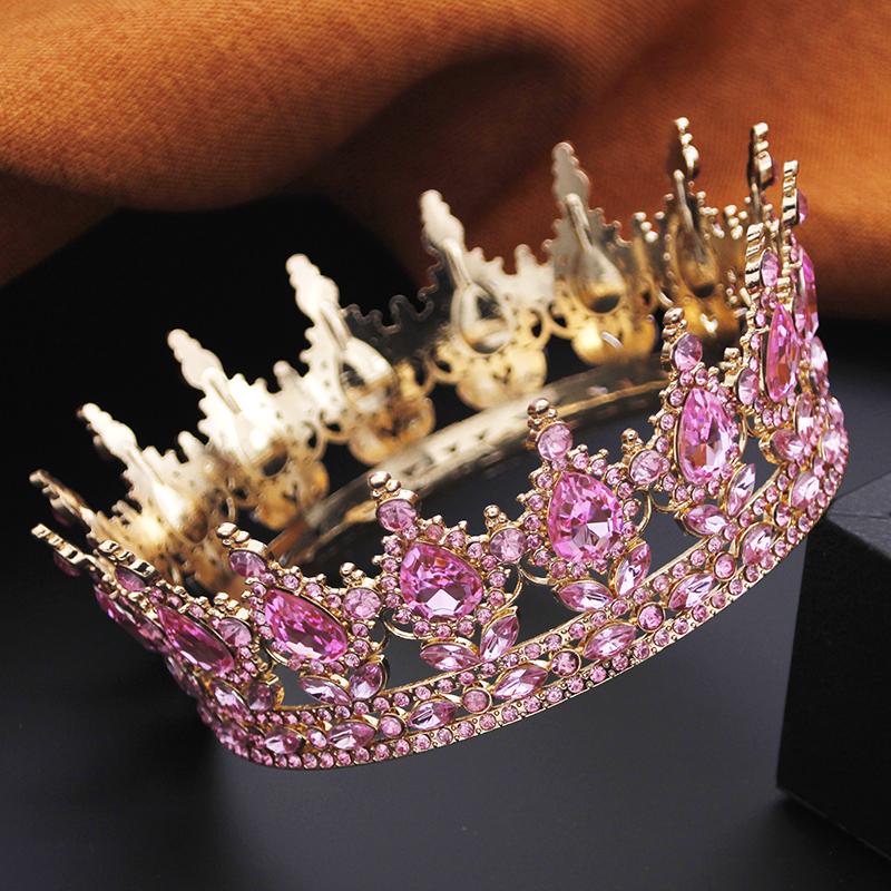 Royal Queen King Tiaras and Crowns for Women Princess Prom Wedding Party Full Round Diadem Bridal Hair Jewelry Accessories