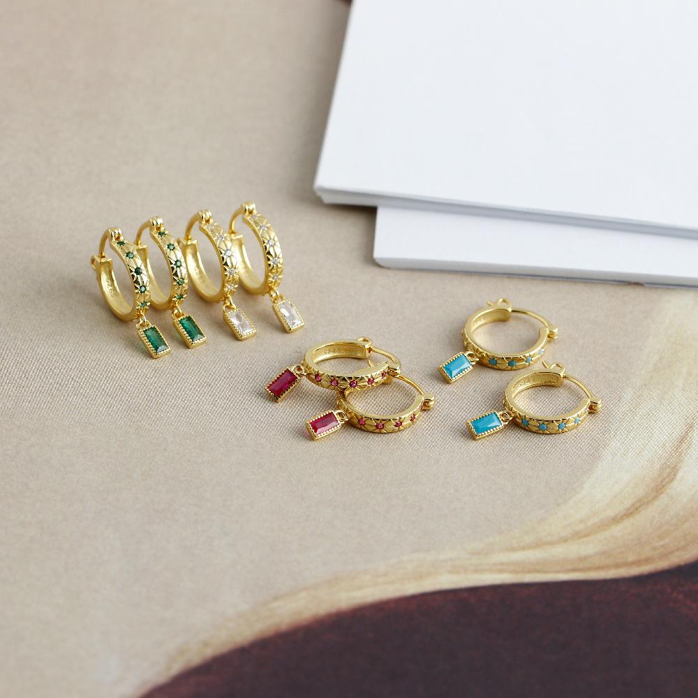 Fashion Jewelry Gold Plated 925 Sterling Silver Geometric Drop Hoop Earrings for Women Wedding Birthday Mother's Day Gift