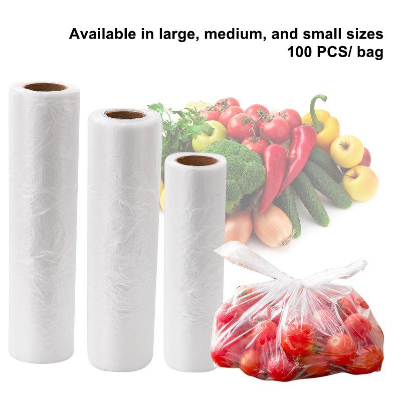 100 Pcs Plastic Bags Food Grade Fresh Preserving Bags Food Fruit Storage Bag Fresh Keeping Disposable Kitchen Packaging Bags