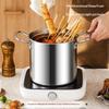 3.5L Deep Fryer Pot Stainless Steel Frying Pot With Mesh Steamer Basket With Glass Lid Kitchen Household Soup Pot Tool