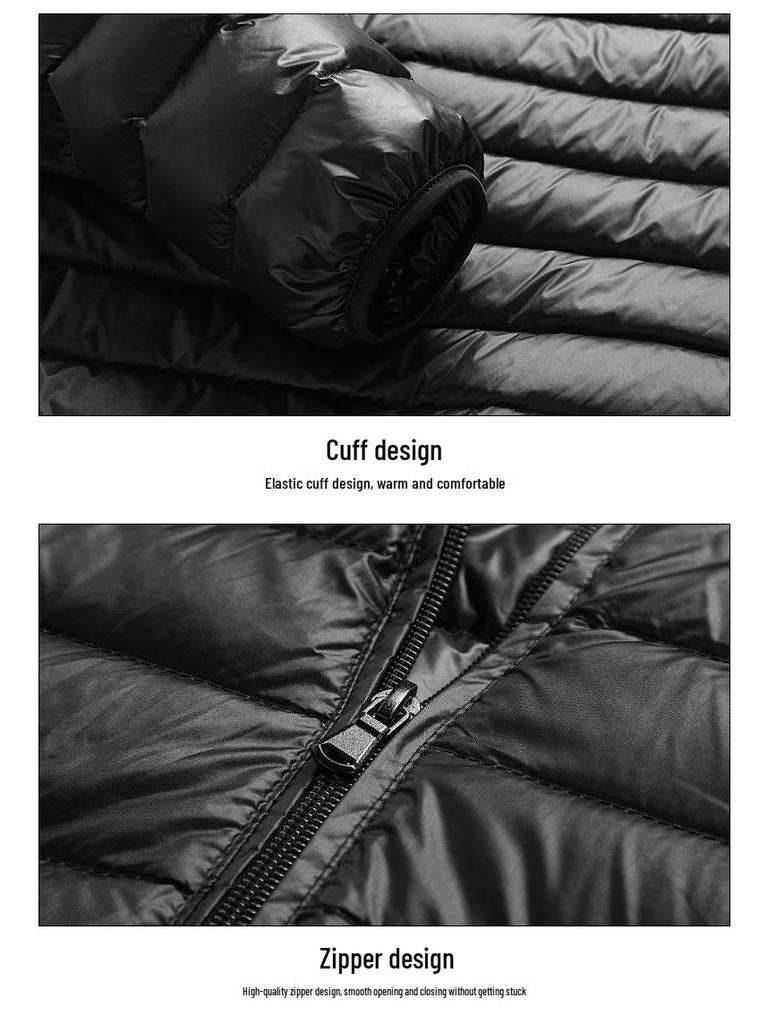 Men's Gray Lightweight Short Down Jacket - 2024 Autumn/Winter Trendy Casual Style