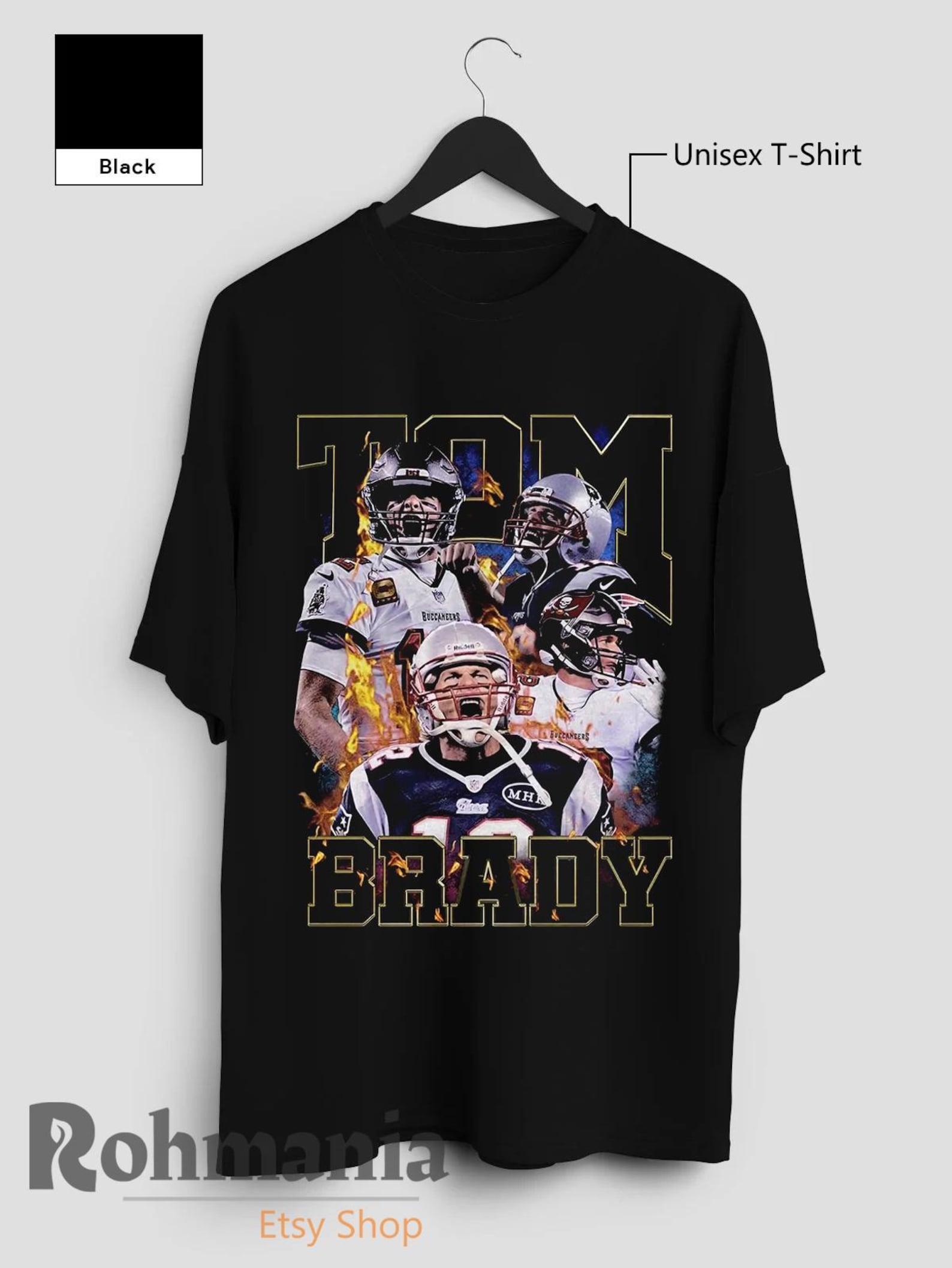 Tom Brady T-Shirt, GOAT American Football Shirt, Personalized Casual T-Shirt XL