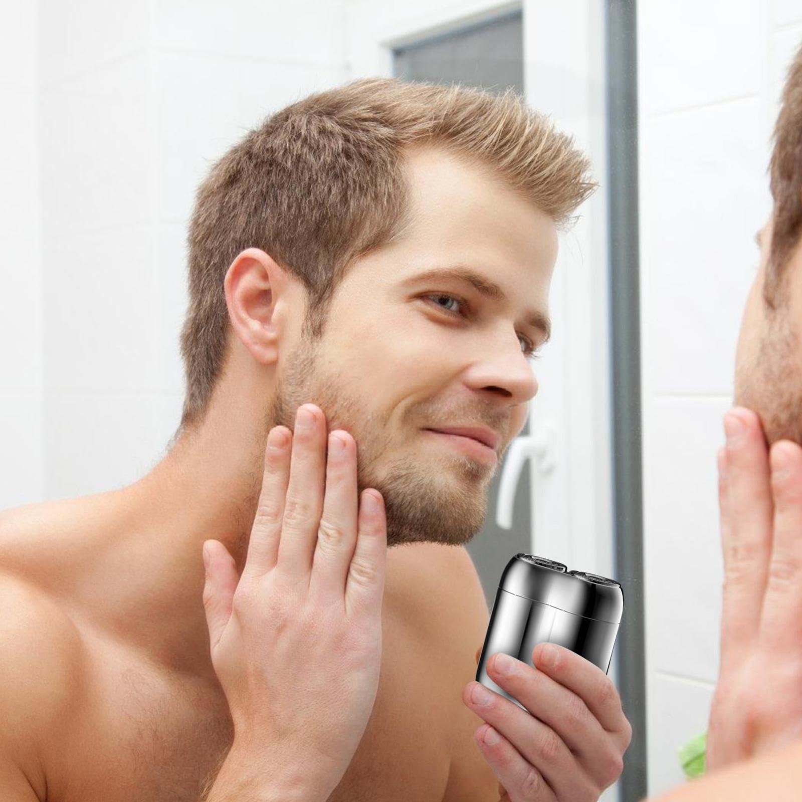 

Дорожная бритва, Дорожная электробритва, Вращающаяся двухголовая электробритва, Карманная вращающаяся электробритва, Водонепроницаемая перезаряжаемая дорожная бритва для мужчин One Size серебряный