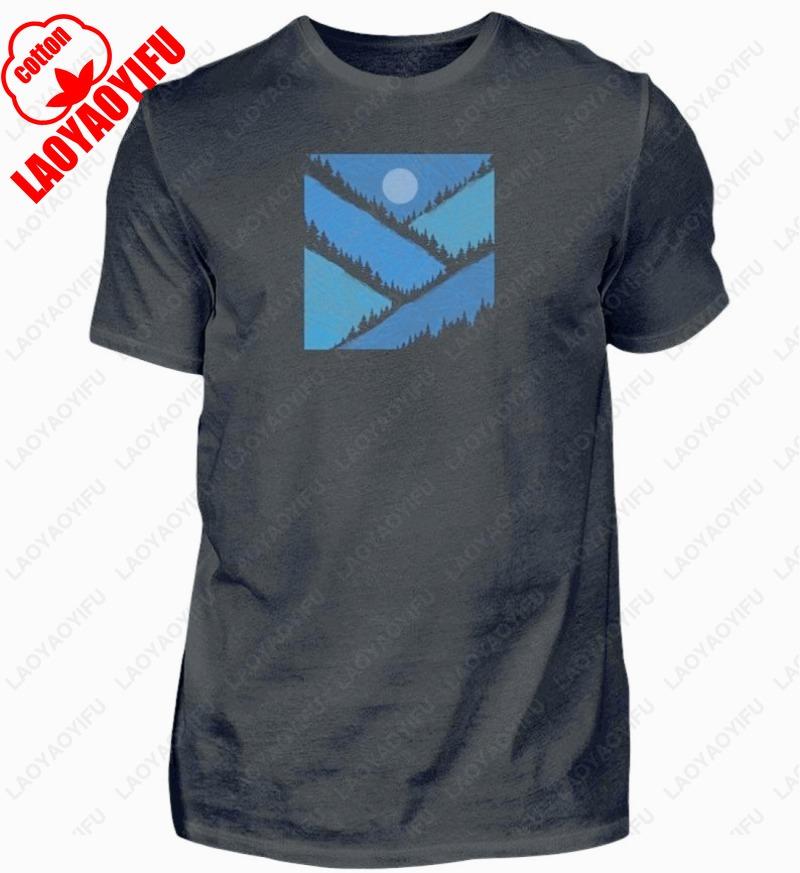 Tshirt Unisex Mountains Geometric Shirt Unisex Birthday Gift Nature Travel Tshirt High Quality Cotton Print Shortsleev Funny Tops