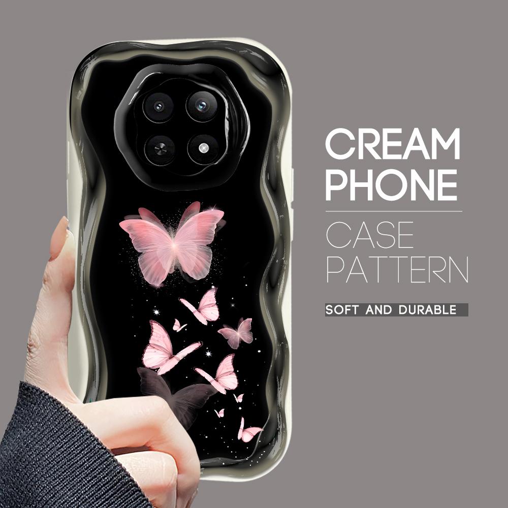 Carcasă cu textura cremă cu model de desene animate, cu margine ondulată, husă din silicon moale pentru telefon pentru OPPO Reno Realme OnePlus Vivo