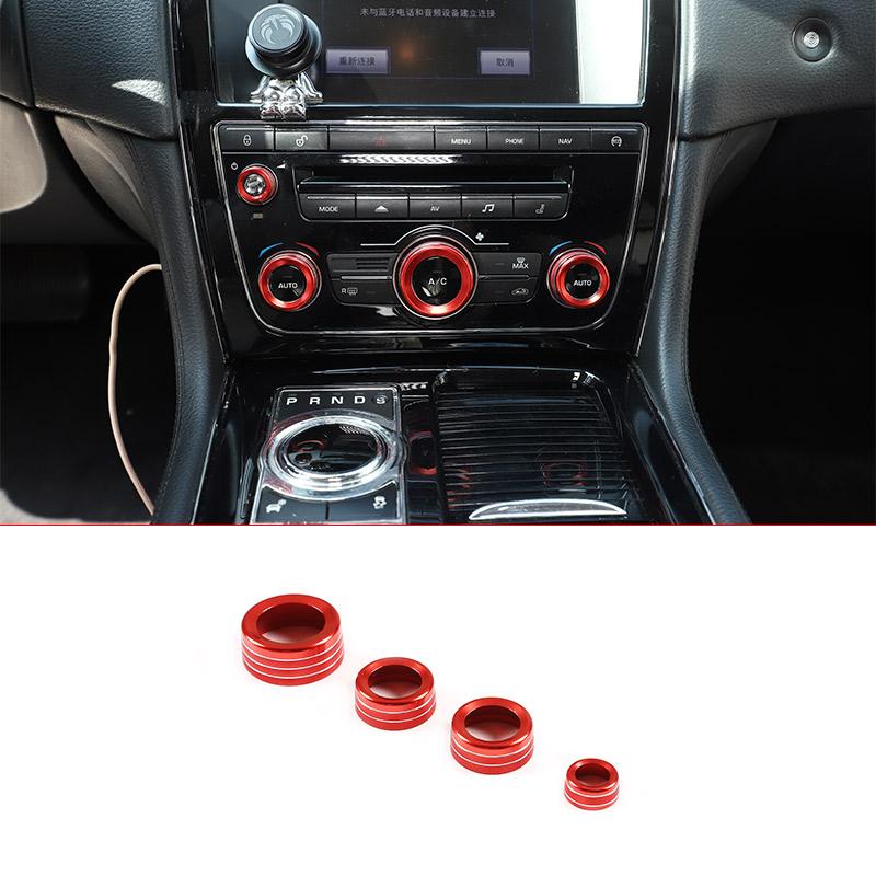 

4pcs Aluminum Alloy Red/Silver For Jaguar XJ 2010-2019 Car Air Conditioner Switch Knob Volume Button Cover Trim Ring Accessories