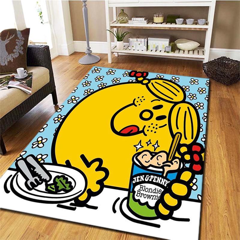 Sig. Tappeto Little Miss da Uomo per Soggiorno Camera da Letto Casa Decorazione Divano, Tappetino Antiscivolo per Giochi Bambini