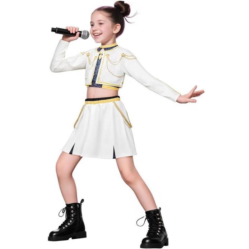 Koreansk POP Sanger Band Team KPOP Cosplay Kostyme for Barn Jenter Karnevalsfest Halloween Jul Utkledning Antrekk