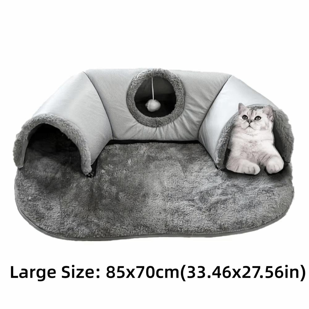 

U-shaped Cat Tunnel Bed Non-Slip Base Play Mat Warm Cat Nest Pet Supplies L