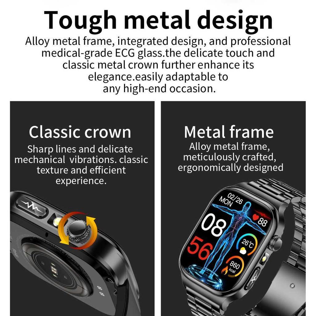 2025 Nursing Health Smart Watch Men ECG Heart Rate Blood Pressure Body Analysis Heart Rate Call Smartwatch