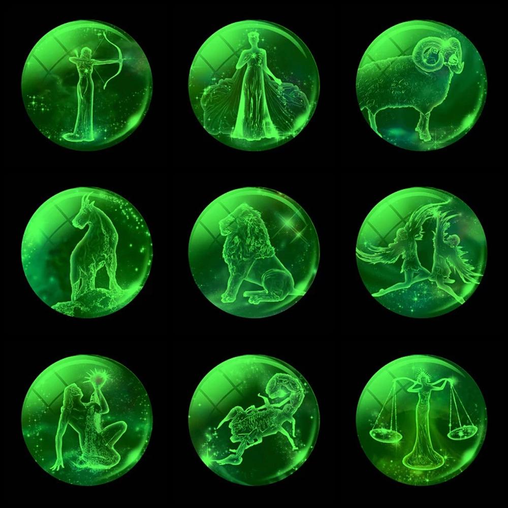 Birthday Gift Glass Ball Glowing Scorpio Pendant Keychain 12 Constellation Luminous Zodiac Keychain