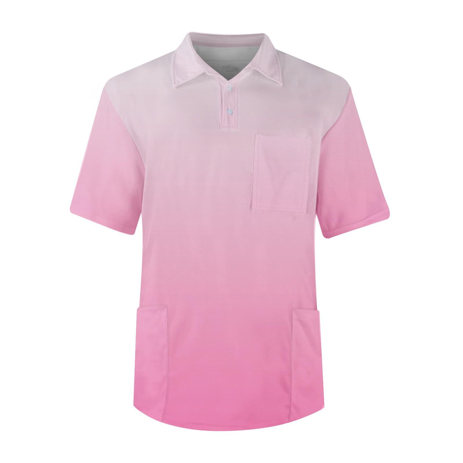 

Чоловіча нагрудна кишеня з лацканами з градієнтним принтом і короткими рукавами. XXXXXL рожевий