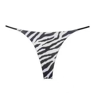 Calcinhas Fio Dental Femininas de Cintura Baixa Estampadas Leopardo Zebra Liso Sexy Micro T-back Lingerie Multicor Para Uso Diário na Praia