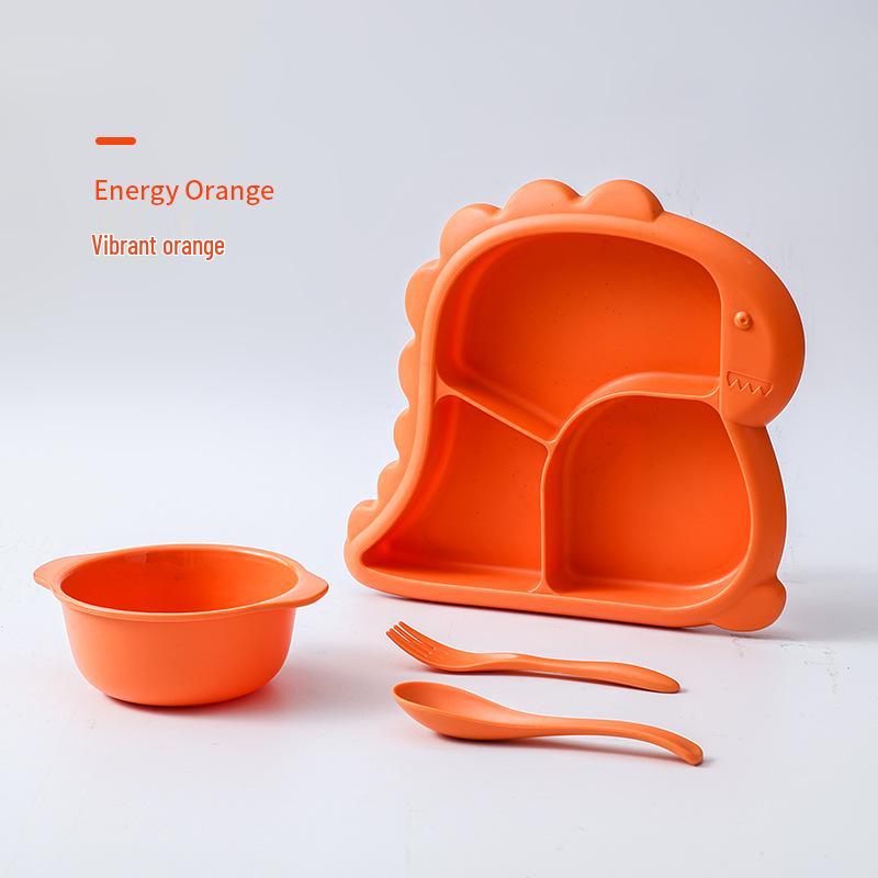 Adorable Dinosaur Children's Dining Set: Durable Plate, Spoon, Fork, and Bowl