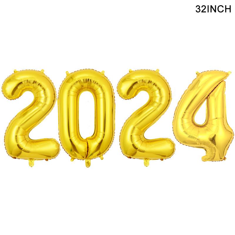 New Year 2024 Number Foil Balloons Happy New Year Eve Party Favors Supplies Garland Photo Props Christmas Decorations Navidad
