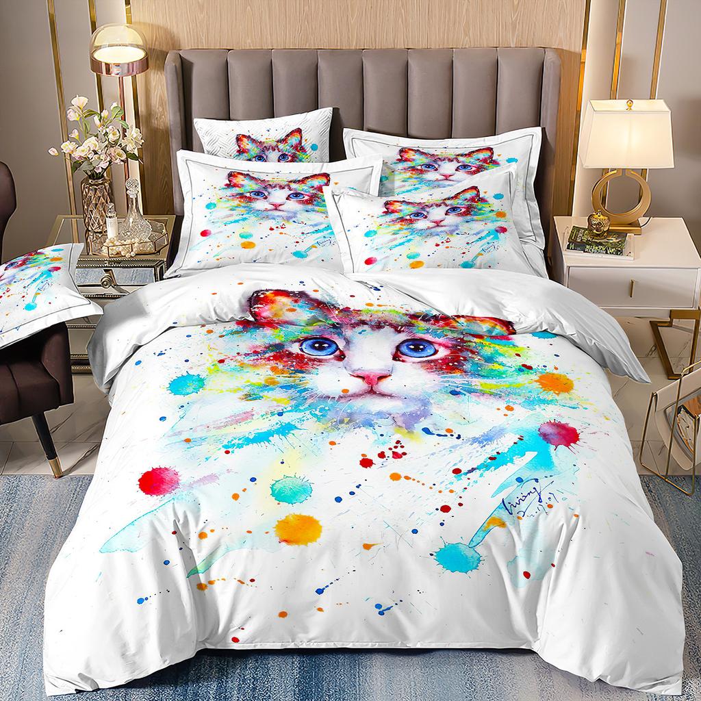 Cartoon Children Animal Frog Salamander Three-Piece Set 3D Digital Printing Grinding Quilt Cover Bedding