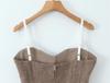 Retro Spicy Girl Off-Shoulder Fishbone Camisole: Women's Strapless Waist-Cinching Spliced Two-Piece Vest
