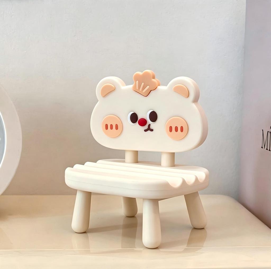 Internet Celebrity Cute Desktop Phone Holder - Soft Rubber Small Chair for Bedside or Desk, Ideal for Watching Shows.