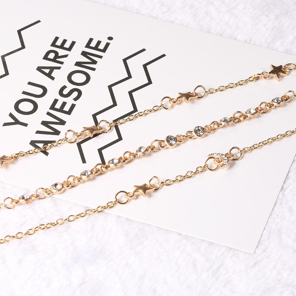 Exclusive For Hand Fashion Summer Cool Star Moon Diamond Bracelet 3-Piece Set