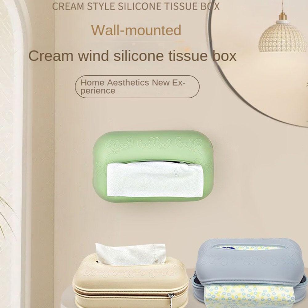 With Zipper Tissue Storage Box Waterproof Car Paper Box Silicone Tissue Box  Home Living Room