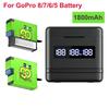 PALO 1800mAh Battery for GoPro Hero 8/7/6/5+LCD Black Battery Charger for GoPro