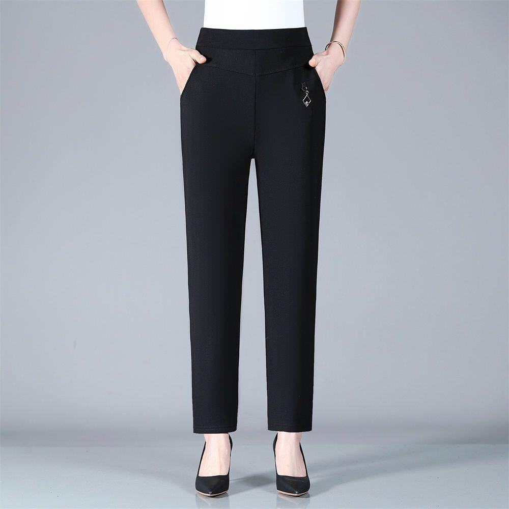 Plus Size Autumn Spring Women Trousers Oversize Elastic High Waist Loose Casual Pants Middle-aged Female Stretch Pants