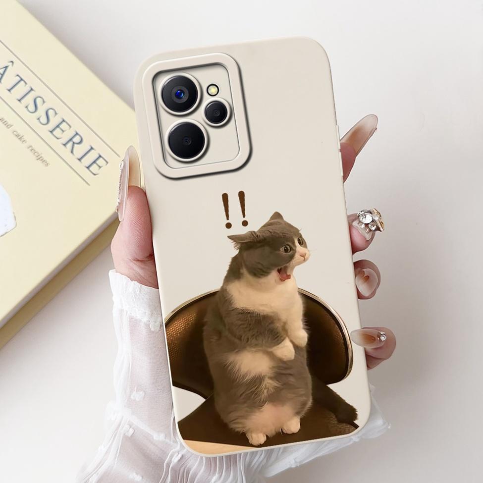 For Realme10 5G China RMX3663 Cover For Realme 10 5G Case Silicone Luxury Fashion Flowers Kawaii Cute Cat Shockproof Phone Case