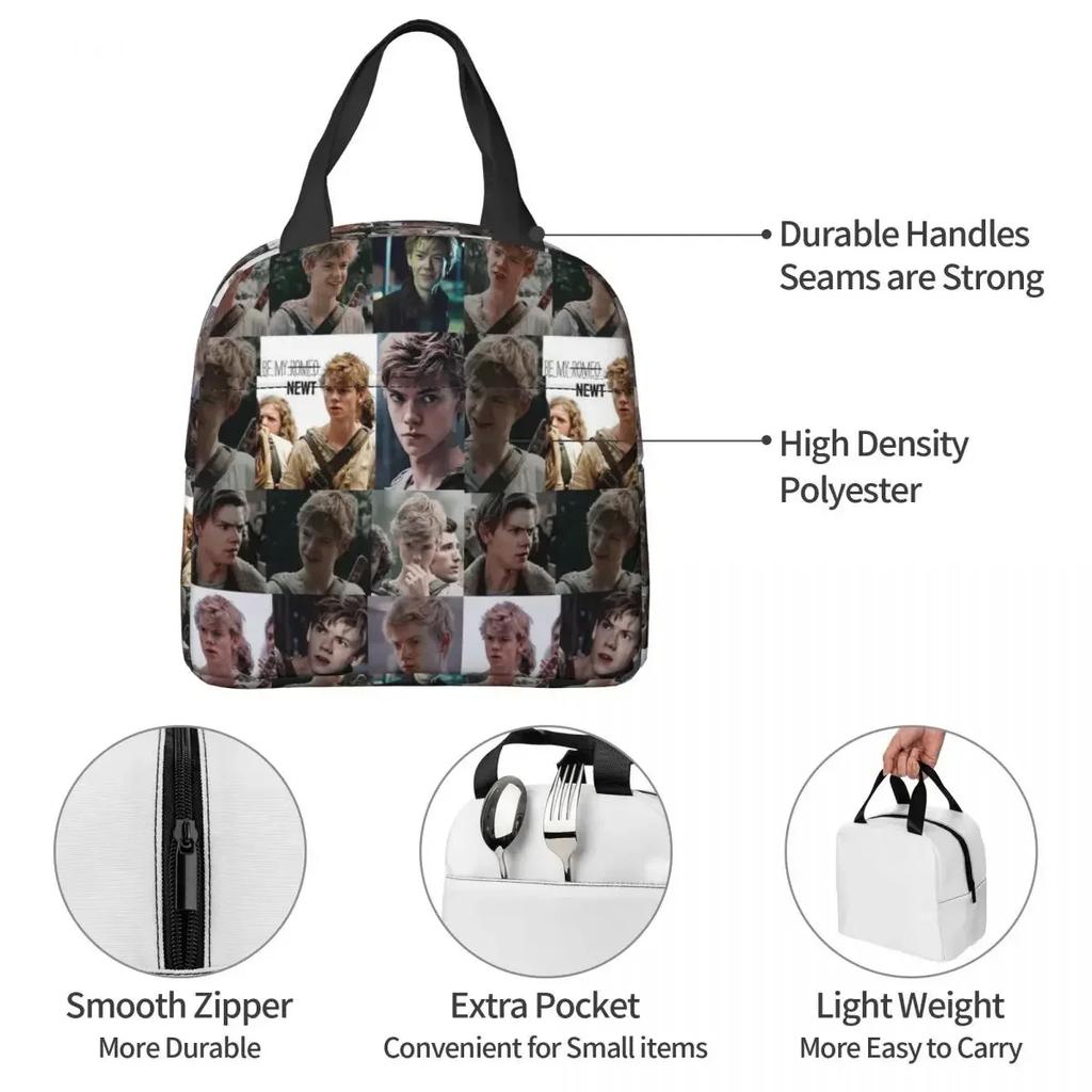 Newt Maze Runner Movie Insulated Lunch Bag for Women Office Cooler Thermal Food Box Tote Portable Lunch Boxes Container