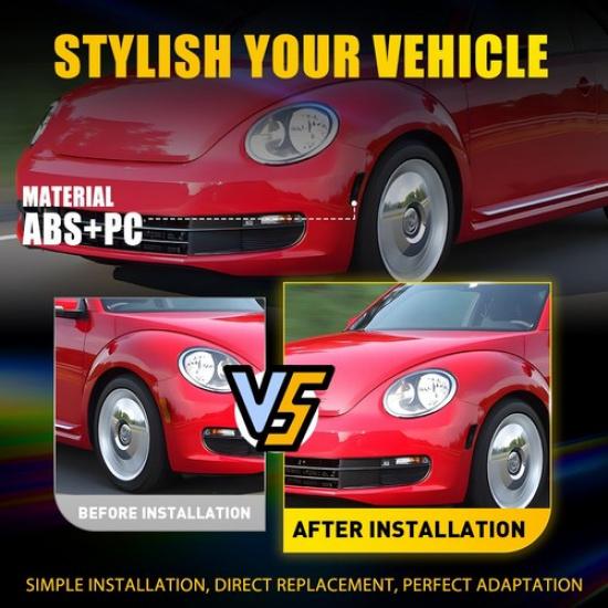 Smoked Black Front Side Marker Light Housings For 18-up VW Tiguan, 12-19 Beetle