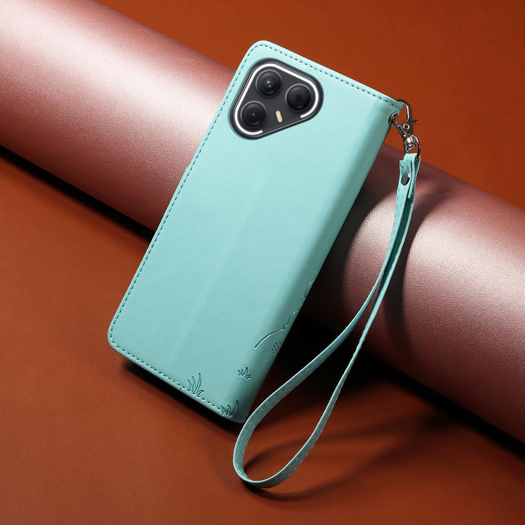 Etui dla TECNO Pova 7 5G z blokadą RFID, z nadrukowanym wzorem psa, wykonane ze skóry PU, pokrowiec na telefon ze smyczą na nadgarstek