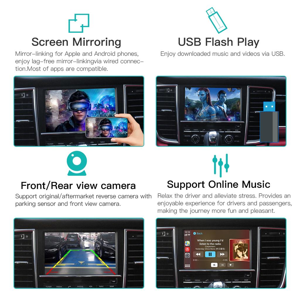 Wireless Carplay Android Auto for Porsche PCM3.1 Panamera Cayenne Cayman Cayman Macan Boxster 911 991 718 Support Reversing Came