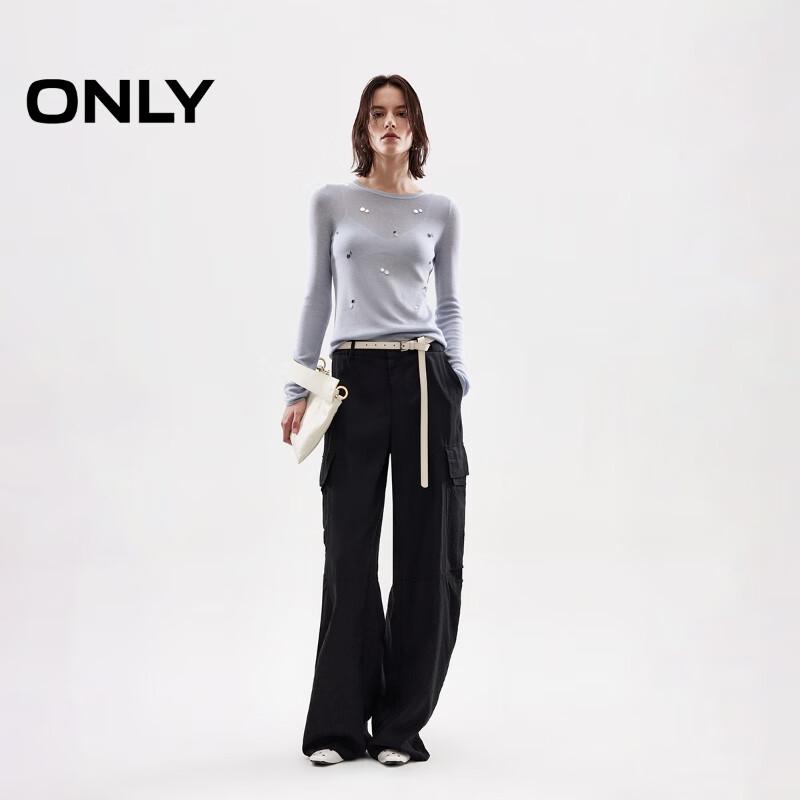 Only Women's Sequin Long Sleeve Round Neck Knit Sweater