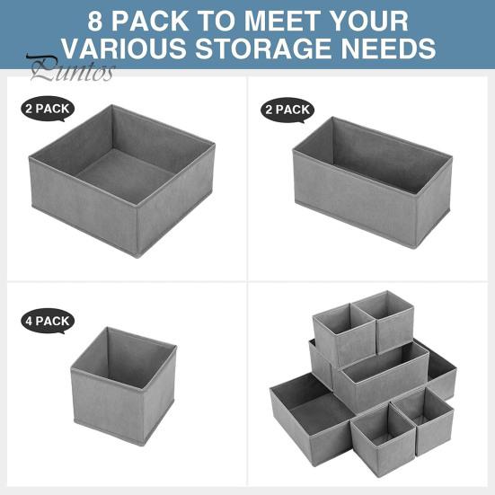 Drawer Organizer Underwear Wardrobe Dividers Storage Boxes Large Capacity Collapsible Clothing Organizers Multiple Compartments Bra Socks Bins Set