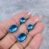 Swiss Blue Topaz Gemstone Handmade 925 Sterling Silver Earring 2.56" M-337