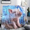 Pig Print Flannel Blanket, High quality Comfortable for All Seasons, Home Decor, Warmth and Comfort, Perfect for Christmas Gifts