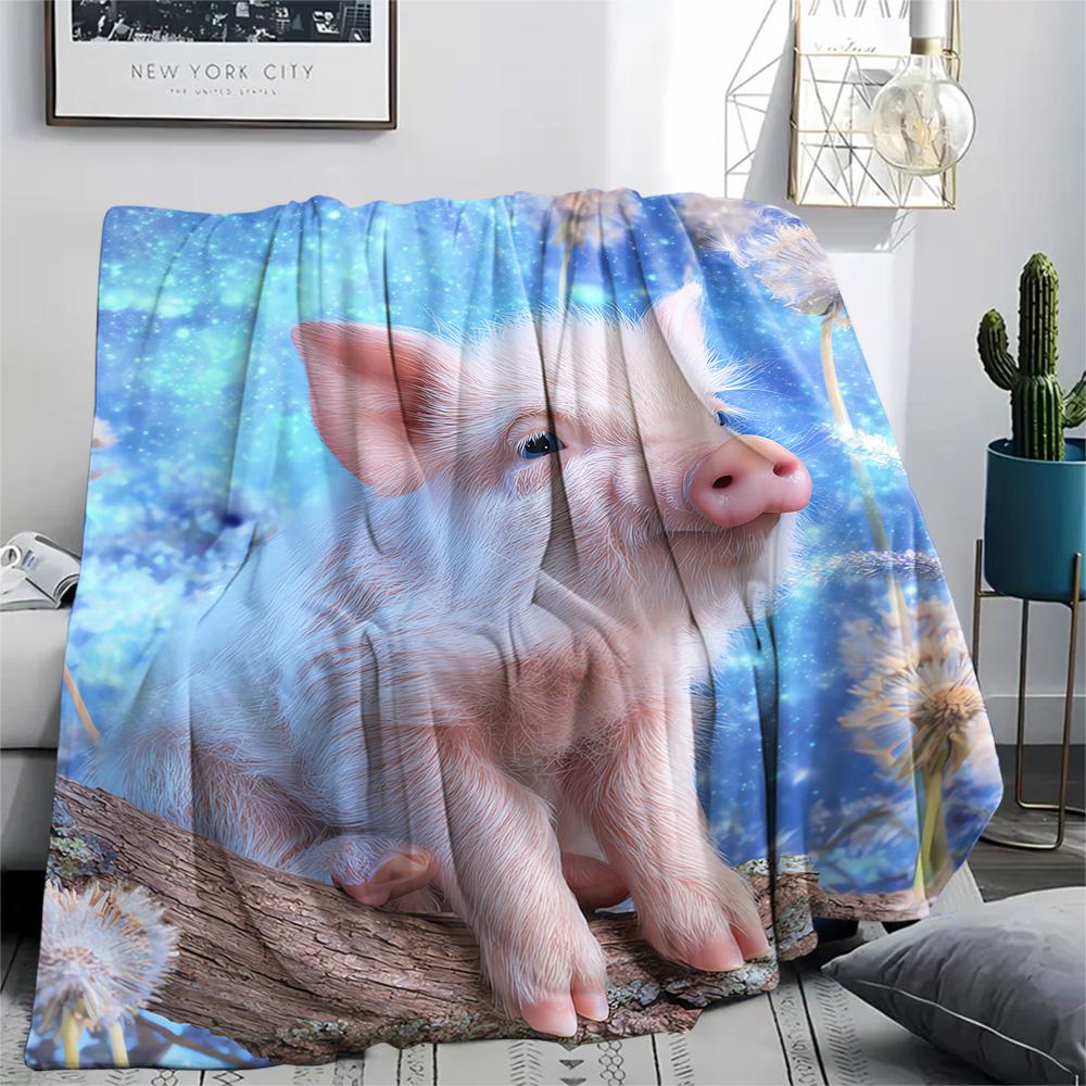 Pig Print Flannel Blanket, High quality Comfortable for All Seasons, Home Decor, Warmth and Comfort, Perfect for Christmas Gifts