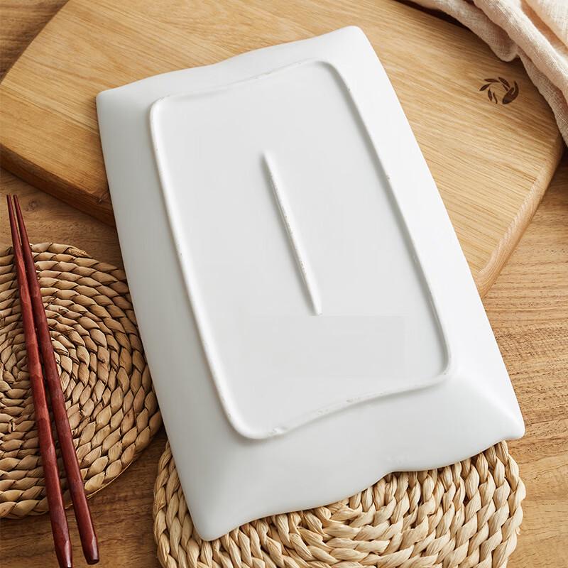Huihuang White Rectangular Ceramic Dinner Plate