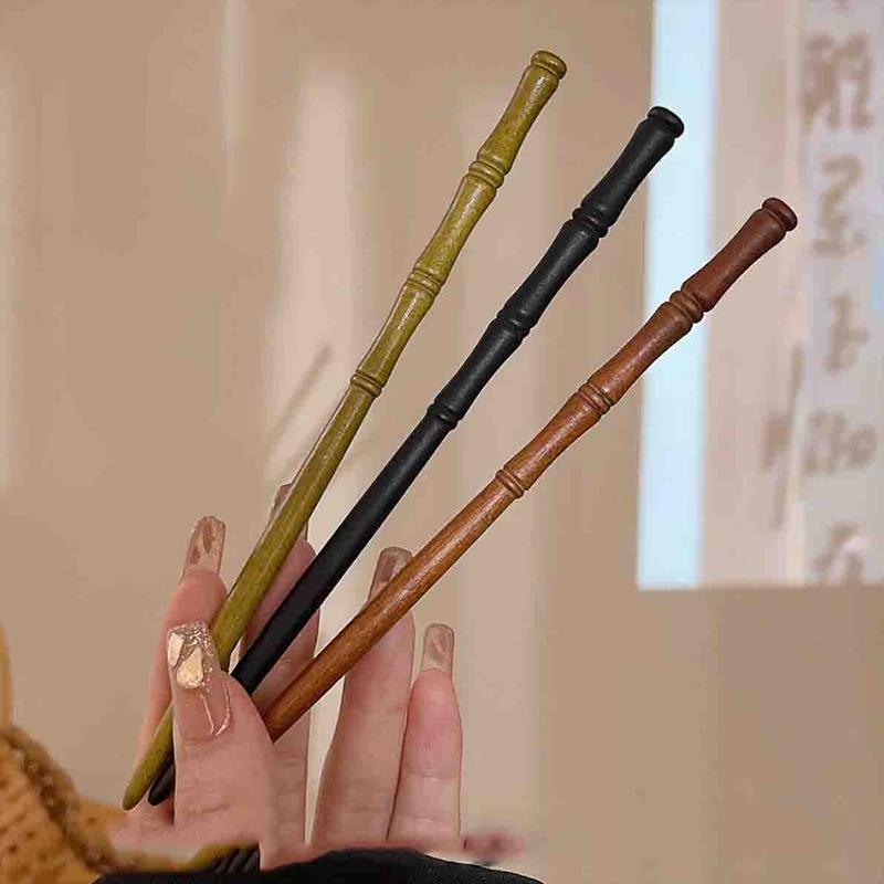 Bamboo Knot Wood Women Girl Chinese Style Tradition Classical Culture Stick Pan Hair Pin Clip Fork Hairpin Wooden Headwear Retro